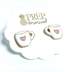 NWT Prep Obsessed Heart Coffee Mug Signature Enamel Studs